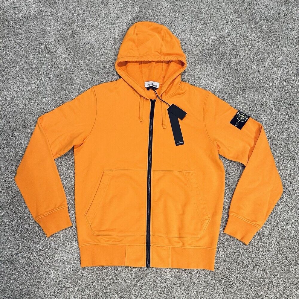 STONE ISLAND SS24 Orange Full Zip Hoodie/Sweatshirt/Jumper Large MSRP $435